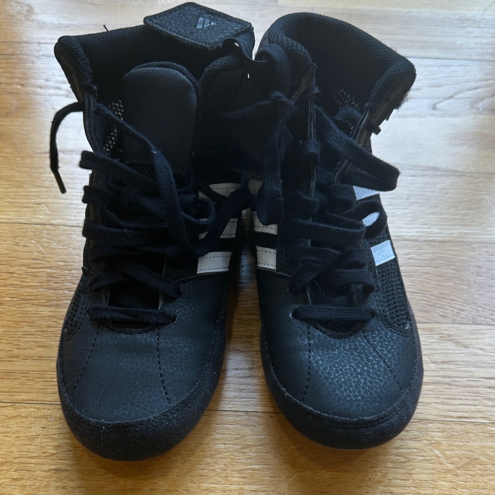 Black and White High-Top adidas wrestling g shoes